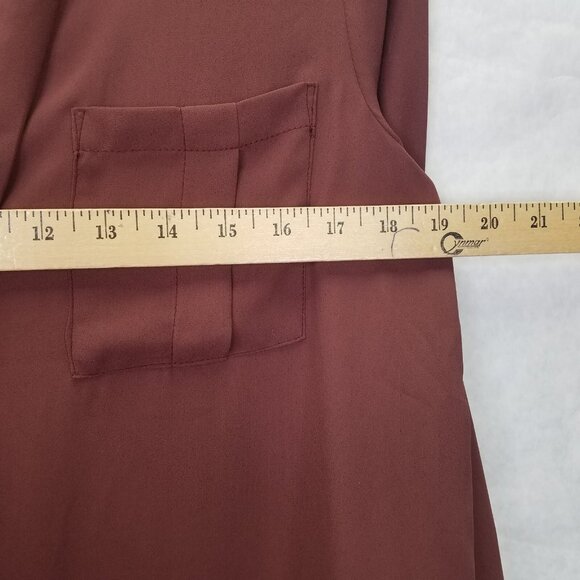 Anthropologie Maeve Eva Wrap Drape Front Blouse Women's Size 2 Crepe Taupe - Picture 15 of 16